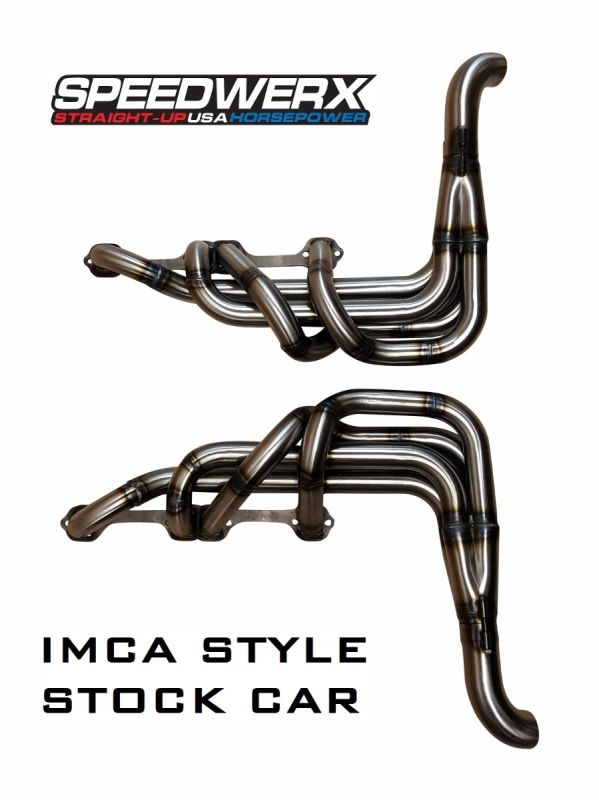 Black Chevy SBC 350 IMCA MODIFIED Mild Steel Exhaust Headers 